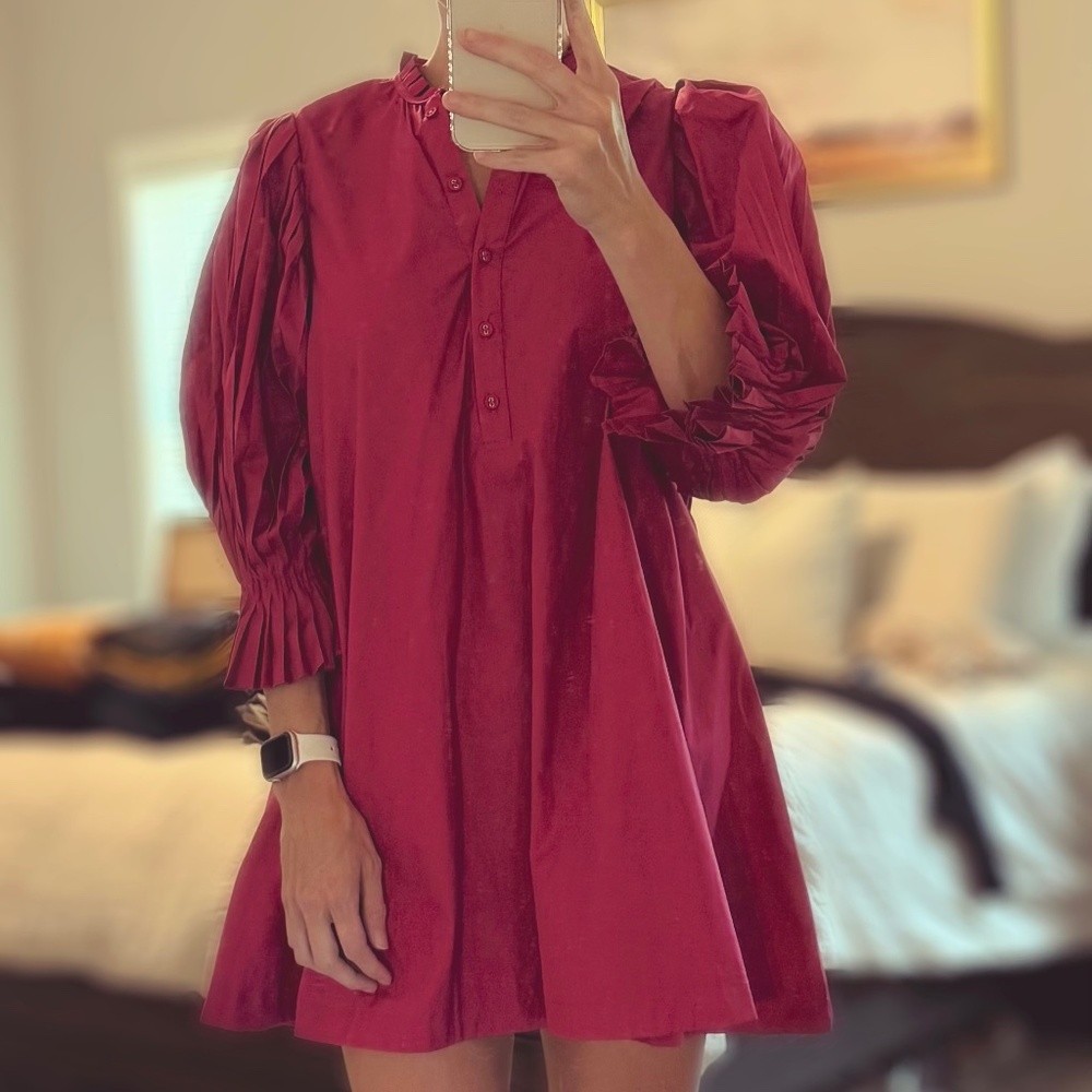 Pink Mini Dress Puff Sleeves